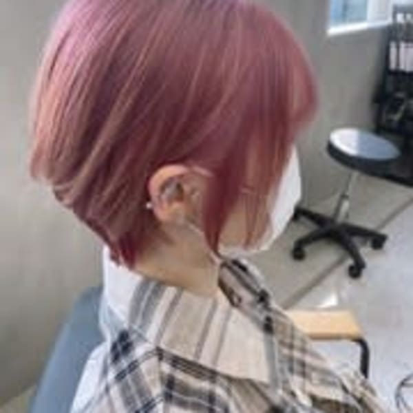 ブリーチ1回ピンクカラー