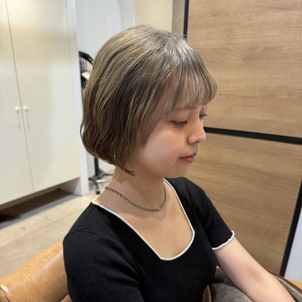 ♪ミルクティーベージュ×ボブ♪|半個室型美容室 Sourire 西新店