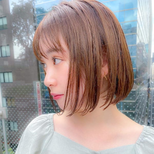 ミニボブ/切りっぱなしボブ/小顔見せ/ショートボブ