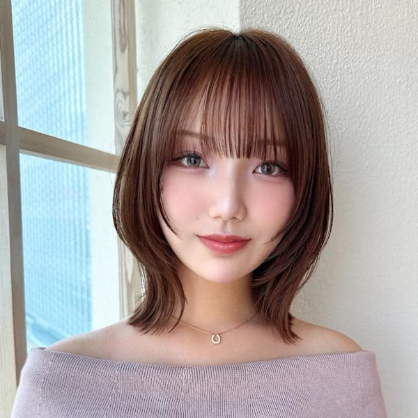 2wayバングで小顔に見えるフェイスレイヤーで作るくびれヘア|AFLOAT/L 錦糸町【アフロートエル】