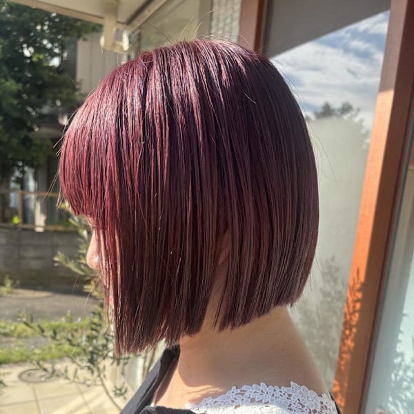 レッドカラー/ボブ/ブリーチカラー/レッドブラウン