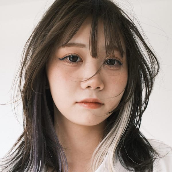 【顔まわりインナーカラー】モカブラウン×ホワイトバイオレット|sie by KENJE