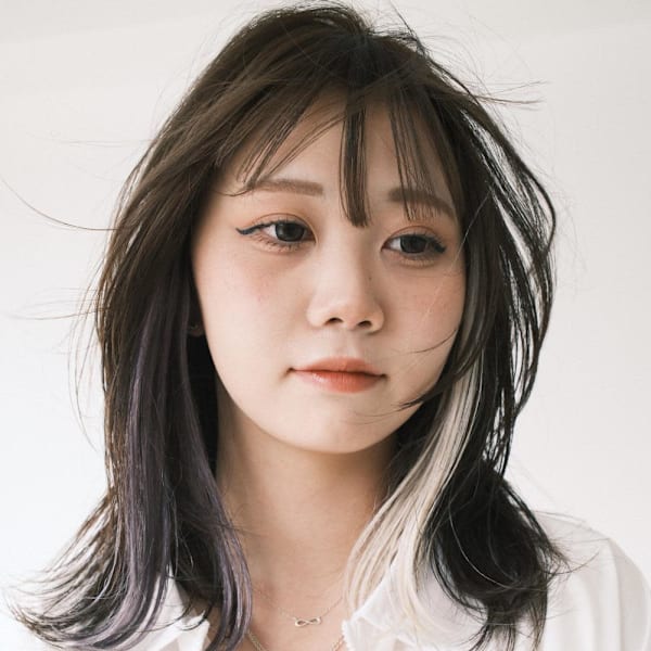 【顔まわりインナーカラー】モカブラウン×ホワイトバイオレット|sie by KENJE