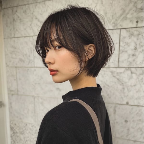 首が綺麗に見える丸みショート