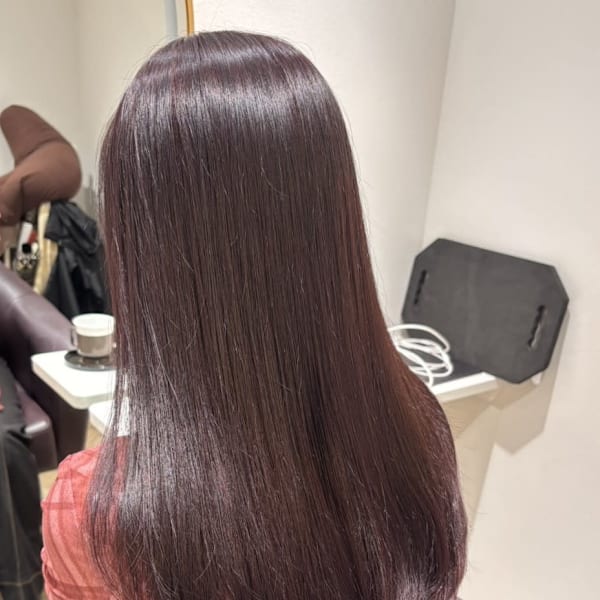 髪質改善ストレート ローズブラウン 20代 ロング 艶髪|LOUIMADNA栄
