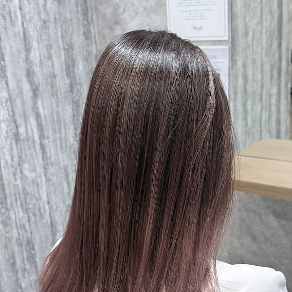 スモーキーピンク×エアータッチバレイヤージュ[博多美容室]