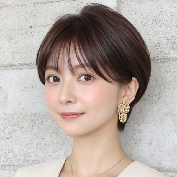 ショートボブ 大人ショート ひし形ショート 暗めカラー