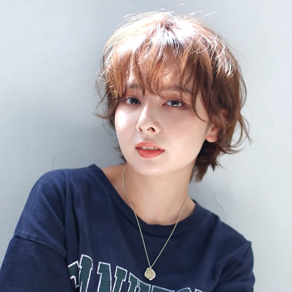 ショートウルフ×パーマ