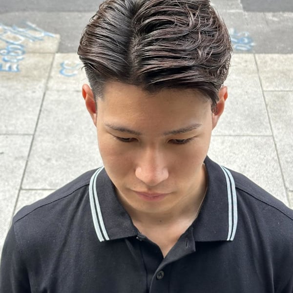 毛流れパーマ　七三　ビジネスパーマ