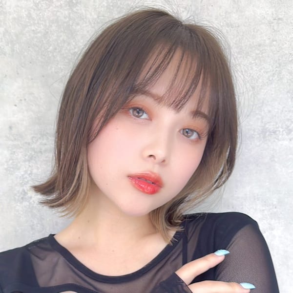 【La fith】外ハネボブ×インナーカラー×セピアベージュ