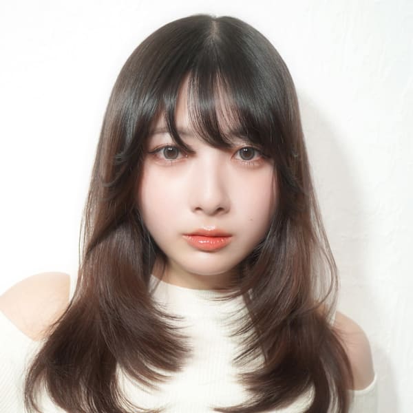 【La fith】顔周りレイヤー×髪質改善×暗めカラー|La fith hair santie 広島駅前店