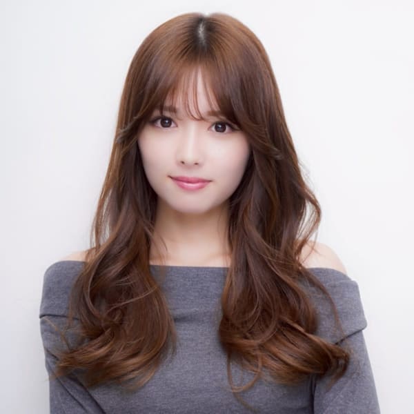 ロングレイヤー ゆる巻き グレージュ シースルーバング|髪質改善 SEPT. 天神大名