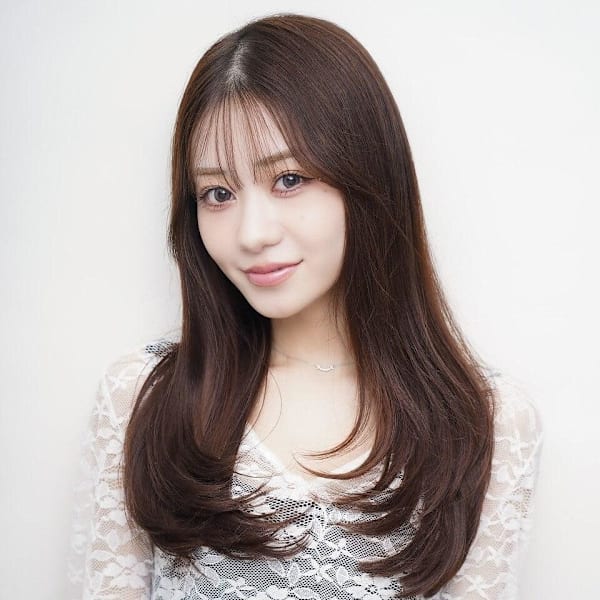 アッシュブラウン レイヤーカット 韓国ヘア 髪質改善 顔周り|髪質改善 SEPT. 天神大名