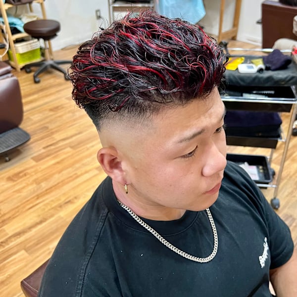 メンズハイライト極道パーマ