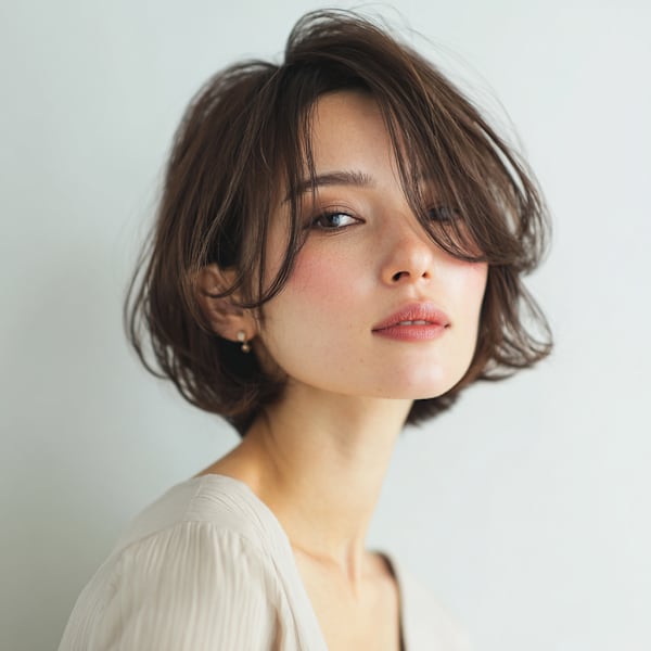 大人カジュアルな抜け感ふんわりウェーブボブ