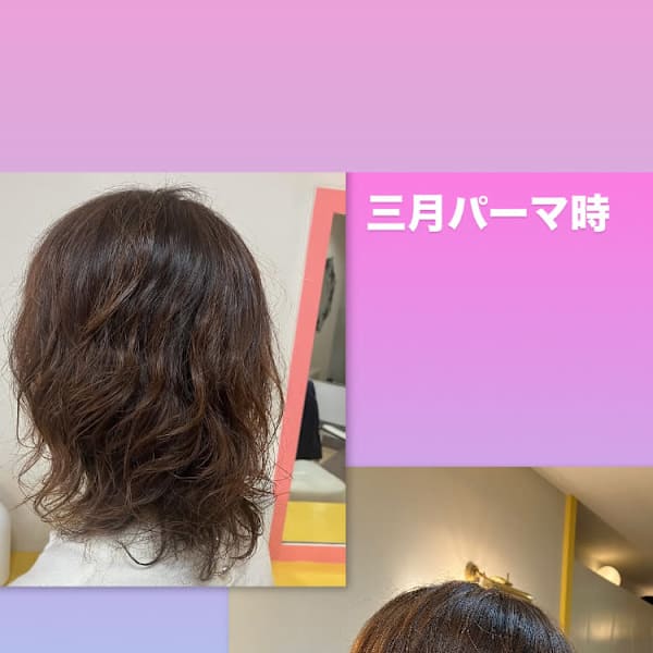 セミロングローレイヤーウェーブスタイル