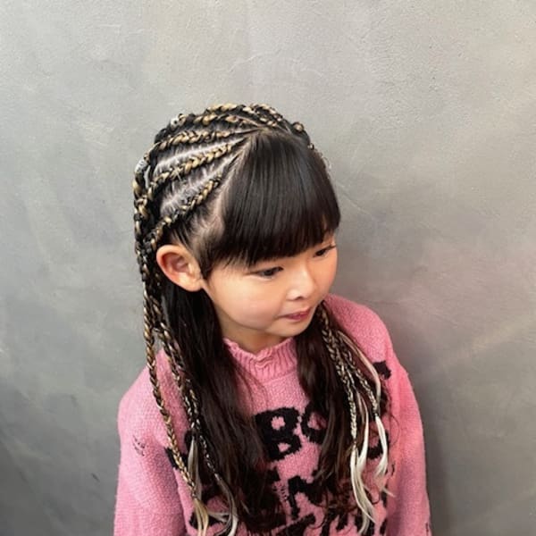 キッズハーフエクステコーンロウ8本