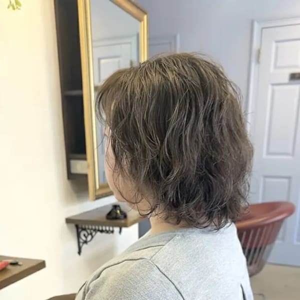 ボブスタイルパーマ　シルバーグレージュ