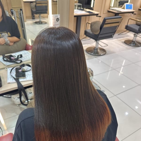 透明感カラー/ブリーチなしWカラー/髪質改善/伊勢原