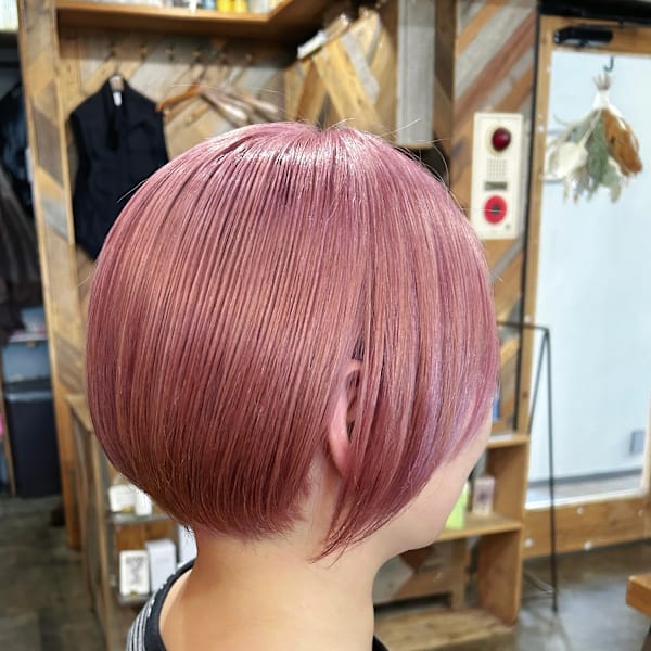ペールピンク×ショートヘア|enne  hair&organic