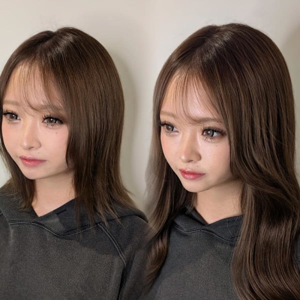 プルエクステでブラウンロングヘアーに!