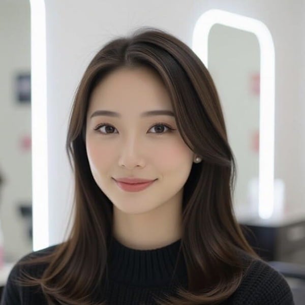 美髪レイヤーカット/顔まわりレイヤー/くびれミディアムレイヤ