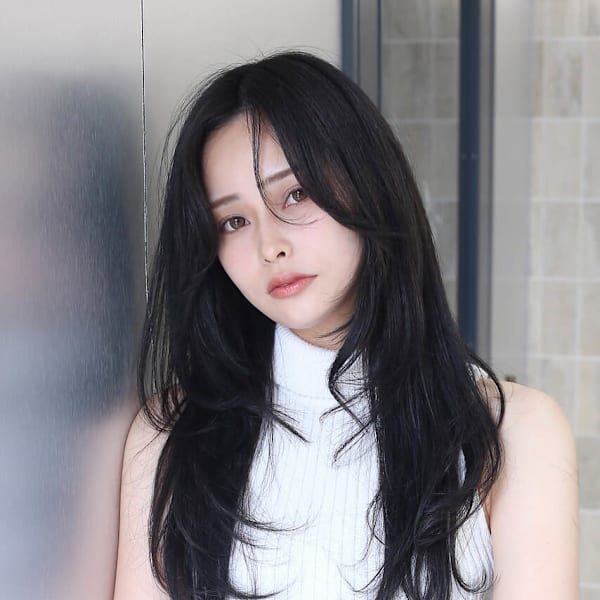 艶髪韓国レイヤー髪質改善顔まわりくびれヘア水素カラー