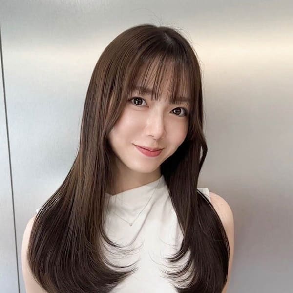 ロングレイヤー レイヤーカット 韓国風レイヤー 顔まわりカッ