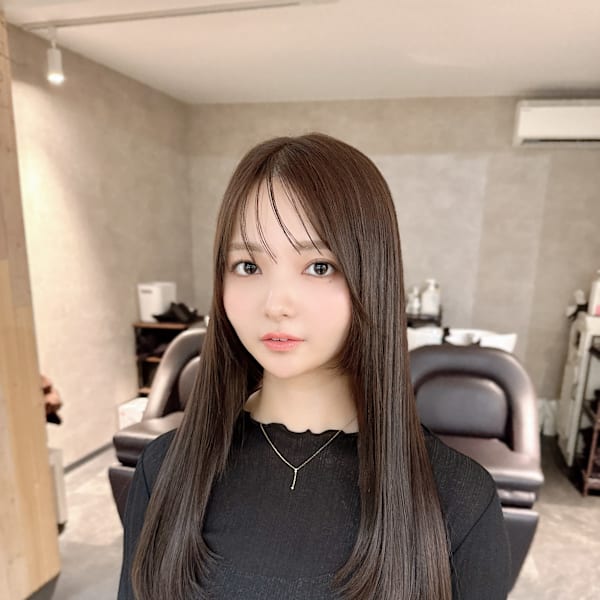 美髪髪質改善　透明感グレージュ×ロングレイヤー　縮毛矯正