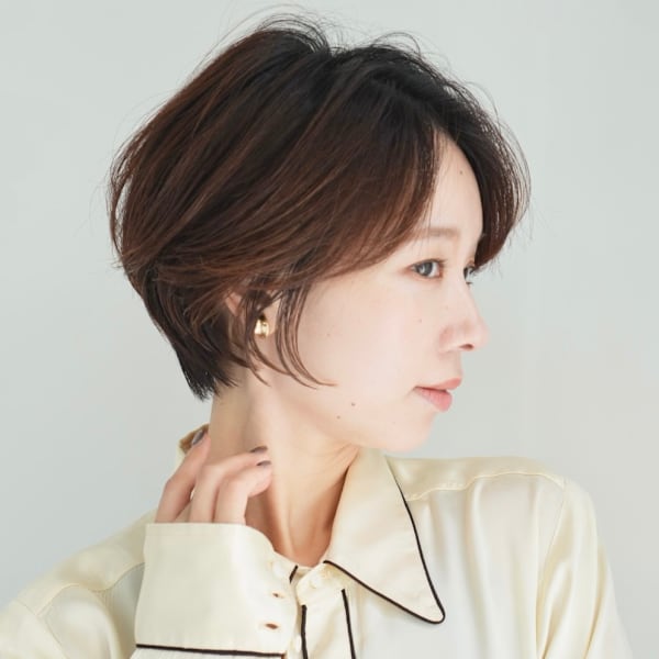 ショート・ボブ/丸顔/前髪あり/絶壁解消/40代/50代/