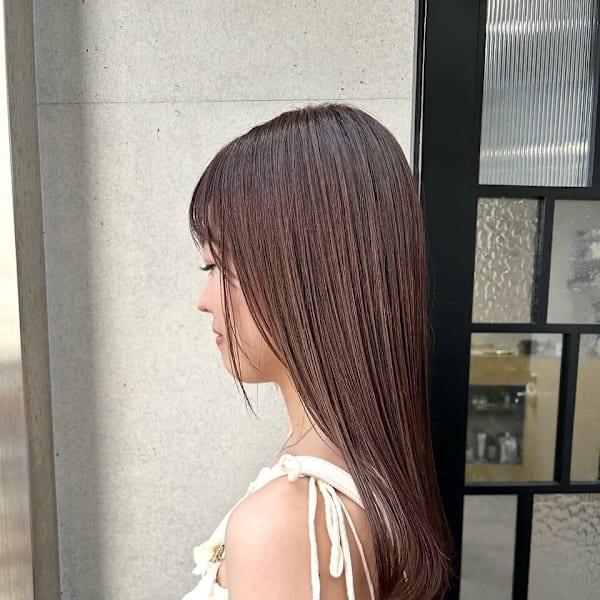 韓国顔まわりレイヤーカットグレージュオリーブベージュブラウン|Dijon 髪質改善×ダブルカラー×縮毛矯正 渋谷 原宿 表参道【ディジョン】