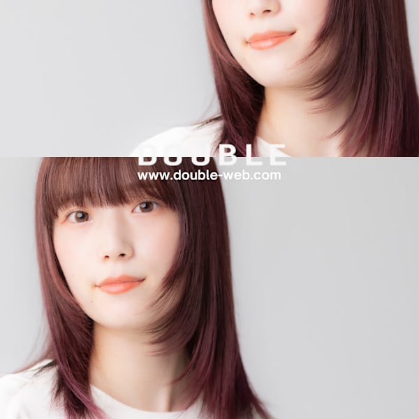 赴くままに動く毛流れでピュアさ漂うストレートミディアム|DOUBLE