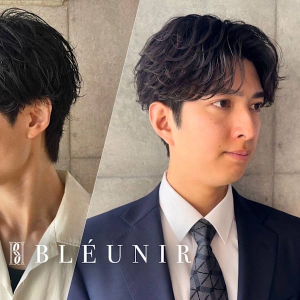 フェザーパーマ　センターパート　ニュアンスパーマ　ビジネス