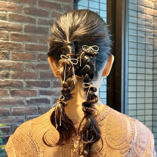 ツイン編みおろし