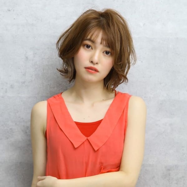 くびれボブ/外ハネ/骨格補正