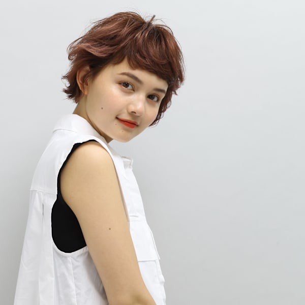 マッシュショート/ピンクブラウン