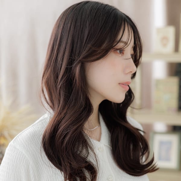 かき上げバング大人美人モテ髪韓国風巻き ココアブラウン|COVER HAIR bliss【カバーヘア ブリス】大宮/大宮西口店