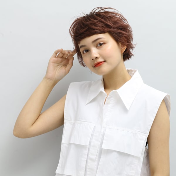 マッシュショート/ピンクブラウン