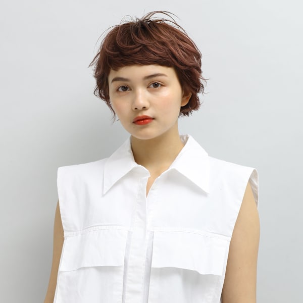 マッシュショート/ピンクブラウン