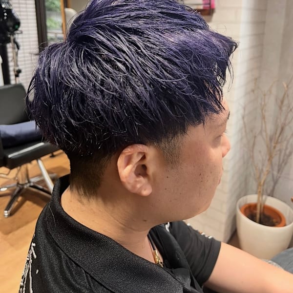 ネイビーパープル×フェードショート