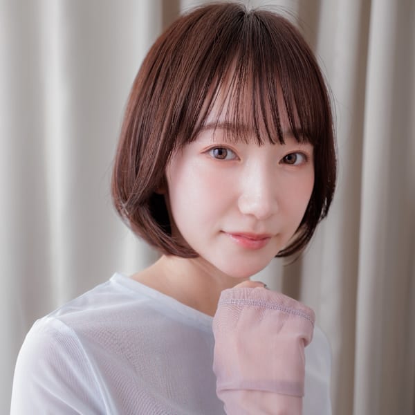 ココアブラウン小顔補正カット大人美人小顔丸みボブ30代40代