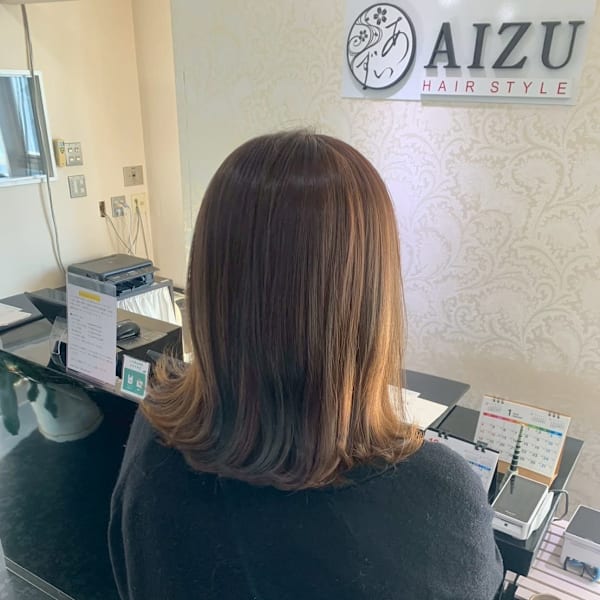 ナチュラルカラー|AIZU 渋沢 白髪ぼかし ハイライト 髪質改善