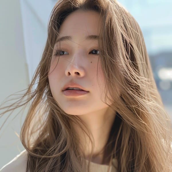 前髪/アンブレラカラー/こなれミディ/イメチェン/ウェーブ|noix de coco