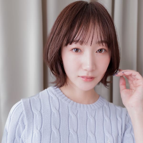 シースルーバングウェットヘア外ハネ小顔ウルフボブ30代40代