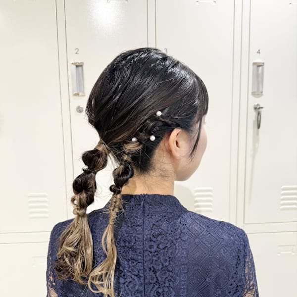 編みおろし×お呼ばれヘア