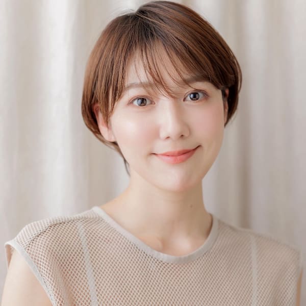 ヘーゼルブラウン大人美人耳掛け小顔丸みショート30代40代|COVER HAIR bliss【カバーヘア ブリス】戸田公園/戸田公園西口店