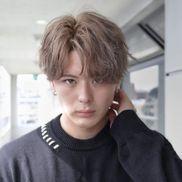 ミルクティーベージュコンマセンターパート