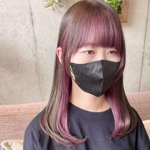 上品なパープルのインナーカラー