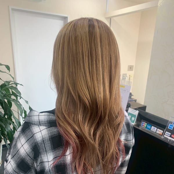 インナーカラー　ミルクティー|AIZU 渋沢 白髪ぼかし ハイライト 髪質改善