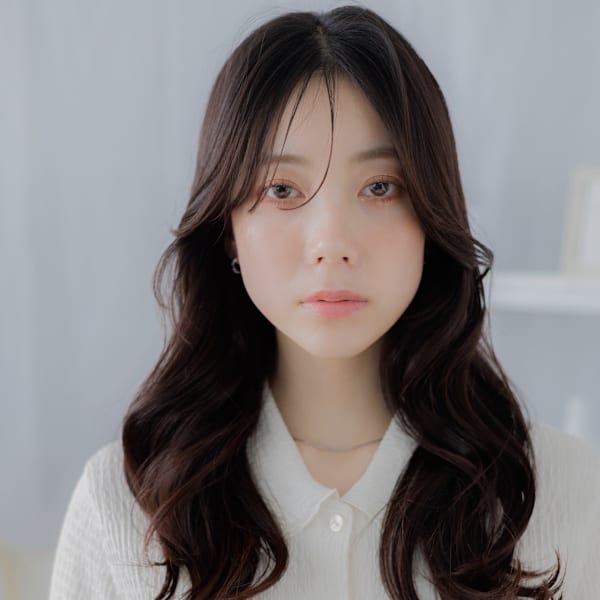 かき上げバング大人美人モテ髪韓国風巻き　チャコールグレー|mod's hair【モッズヘア】越谷/越谷西口店